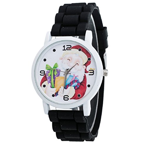 Vovotrade Weihnachtsgeschenke Uhr Suessigkeit Farbe maennliche und weibliche Silikon Buegel Armbanduhr Schwarz