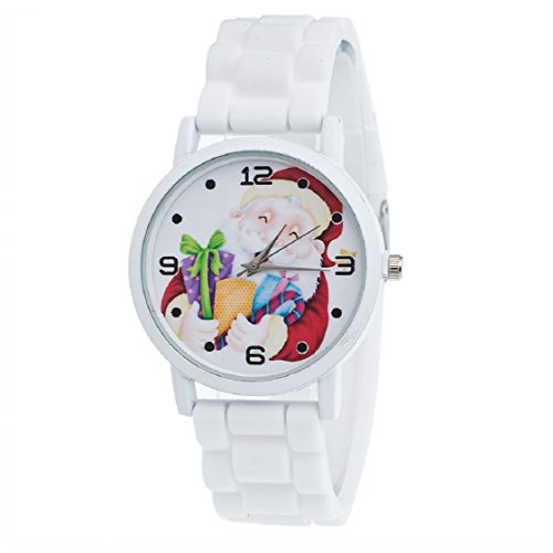 Vovotrade Weihnachtsgeschenke Uhr Suessigkeit Farbe maennliche und weibliche Silikon Buegel Armbanduhr Weiss