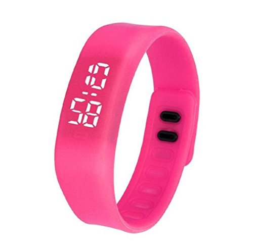 Vovotrade Armband Frauenmens Gummi LED Uhr Datums Sport Armband Hot Pink