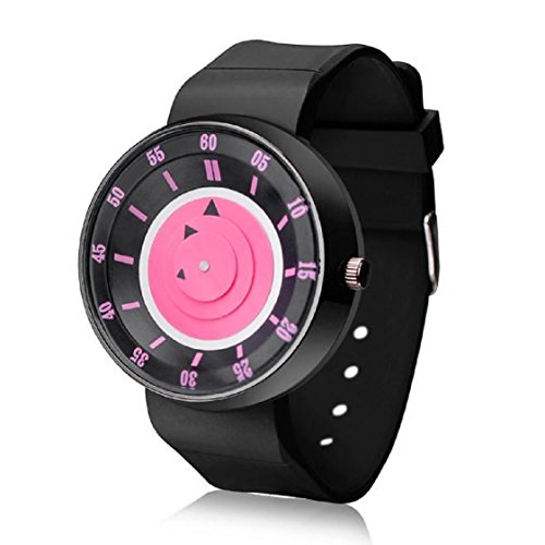 Vovotrde Mode fuer Maenner Luxus Konzept Edelstahl analoge Quarz Sport Armbanduhr Hot Pink