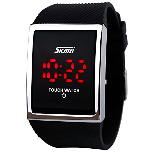 Herren Damen Touch Screen 30M Wasserdicht digital LED Sport Armbanduhr schwarz