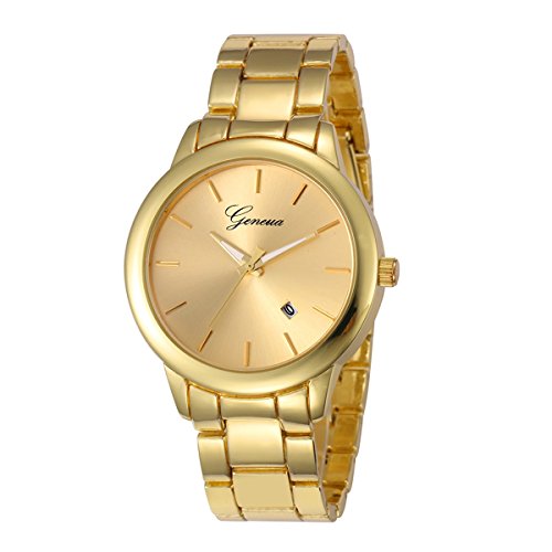 XY Fancy Damen Herren Mode Luxus Armbanduhr Quarz Analog Metall Uhr Gold