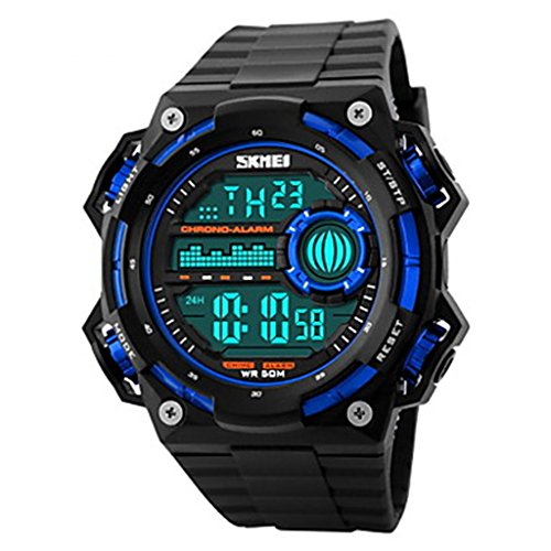 YPS Herrenmode Digital Sport Chronograph Alarm Kalender Armbanduhr Blau WTH3266