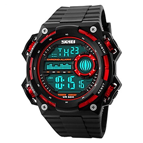 YPS Herrenmode Digital Sport Chronograph Alarm Kalender Armbanduhr Rot WTH3267