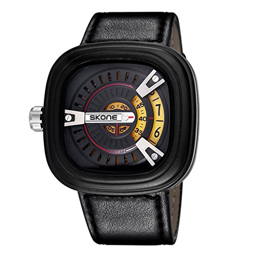YPS Mens Marken Luxuxquarz lederner Buegel beilaeufige Uhr WTH5028