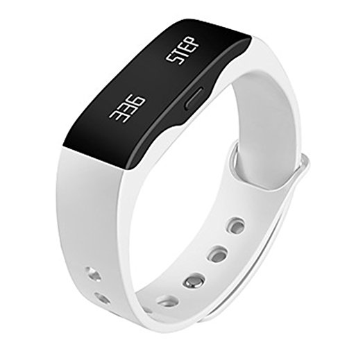 YPS Unisex Smart Eignung Band LED Digital Call Reminder Pedometer Schlaf Tracker Unterstuetzung Bluetooth 4 0 Android iOS Armbanduhr Weiss WTH3587