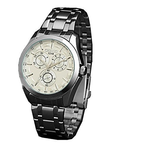 YPS Herren Dress Casual Design Silber Stahl Armband Armbanduhr WTH3067