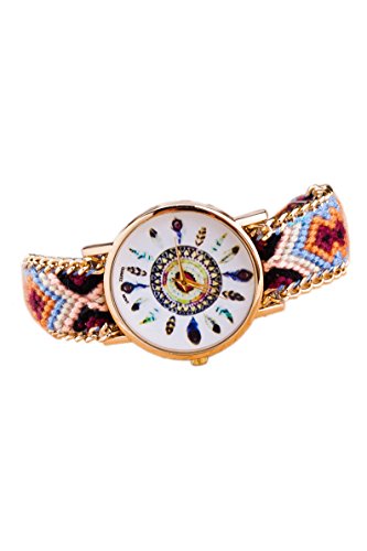 Armbanduhr SODIAL R Damen Goldkette geflochtenes Armband Armbanduhr Farbe No 2