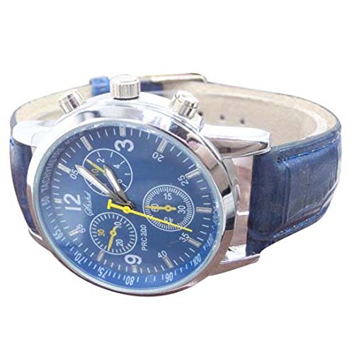 Uhren SODIAL R Uhren Neue Luxusmode Krokodil Leder Herren Analog Uhr Uhren Blau