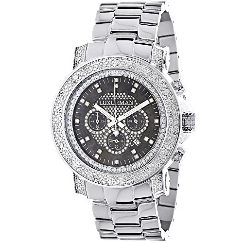 Chronograph Luxury Diamond Watch for Men 0 75ct LUXURMAN Black MOP Escalade