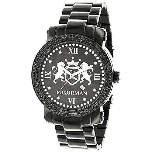 Designer Large Watches LUXURMAN Phantom Black Diamond Watch for Men 0 12ct