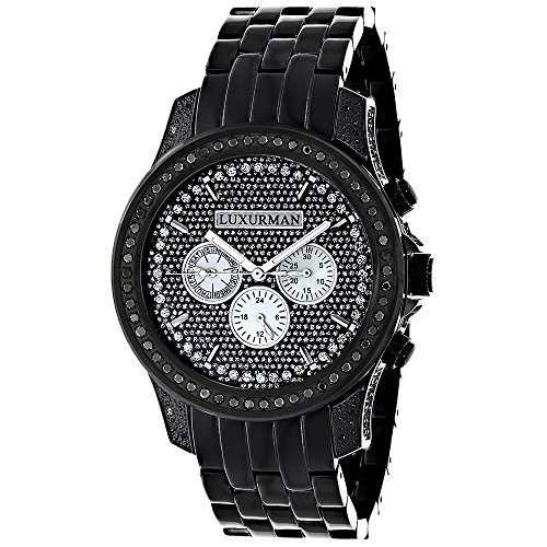 Mens Black Diamond Watch LUXURMAN Designer Watches 2 5 carats
