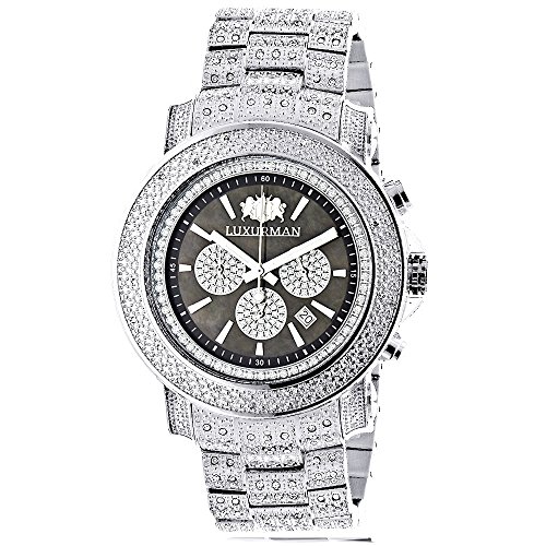 Iced Out Mens Diamond Watch Luxurman 2ct Escalade Oversized w Chronograph
