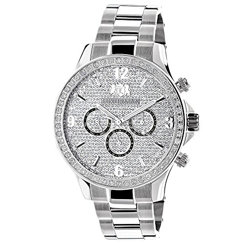 Mens Diamond Watch 2ct by Luxurman White Gold Plated