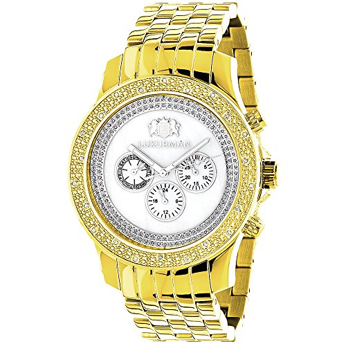 Diamond Watches for Men Luxurman Mens Diamond Watch Yellow Gold Pltd 0 25