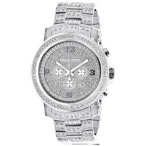 Fully Iced Out Large Genuine Diamond Watch for Men by Luxurman Escalade 3 5ct w Chronograph