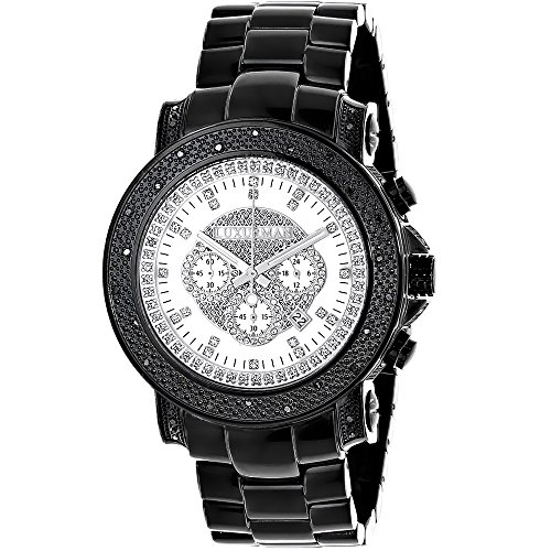 Hip Hop Watches Oversized LUXURMAN Escalade Mens Black Diamond Watch 3 4ct