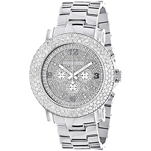 Iced Out Watches Large Diamond Bezel Watch for Men LUXURMAN Escalade 6 25ct