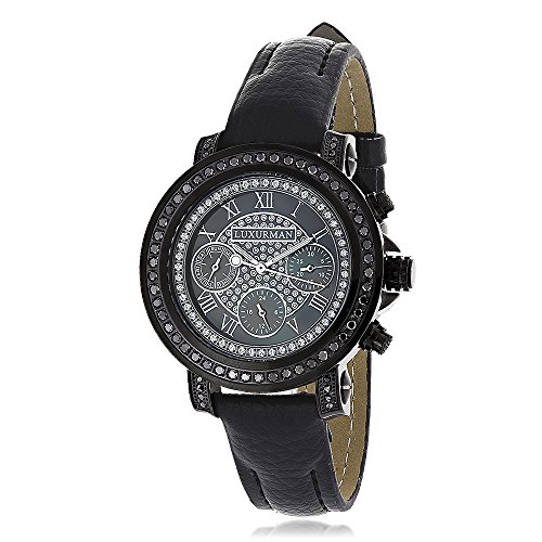 Ladies Black Diamond Watch 2 15ct LUXURMAN Watches
