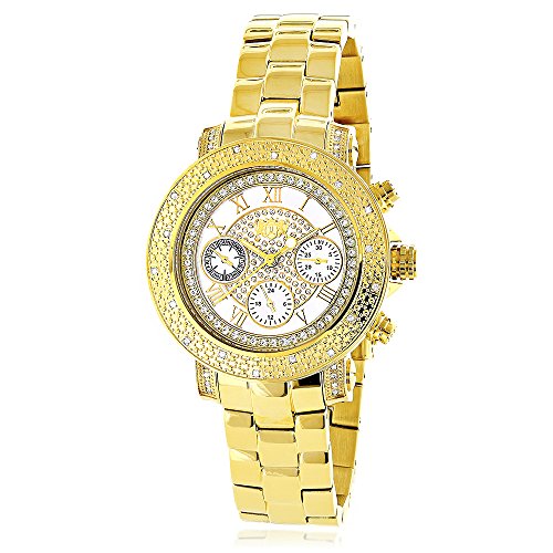 Ladies Diamond Watch 0 30 ct LUXURMAN Yellow Gold Plated