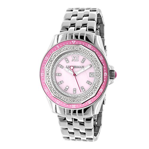 Ladies Diamond Watch 0 25ct Pink MOP Luxurman
