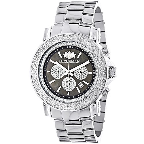 Large Face Watches for Men Luxurman Diamond Watch Chronograph 0 25ct