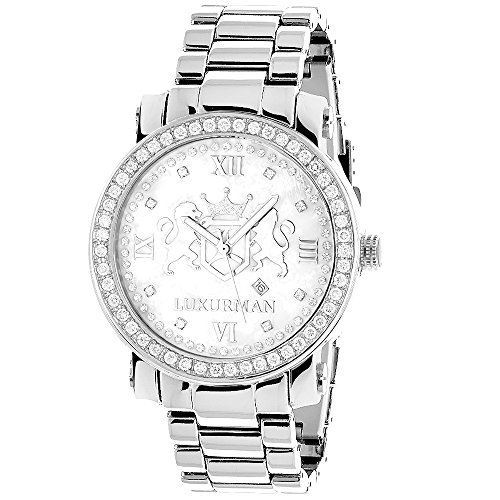 Large Mens Diamond Watches Luxurman Phantom VS Diamonds Watch 4 ct