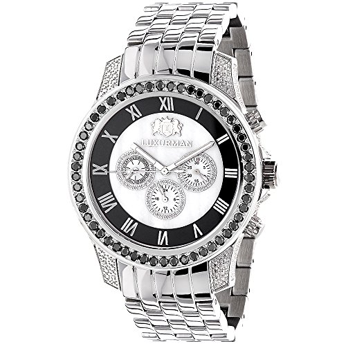 LUXURMAN Designer Watches Unique Mens White Black Diamond Watch 3 25ct