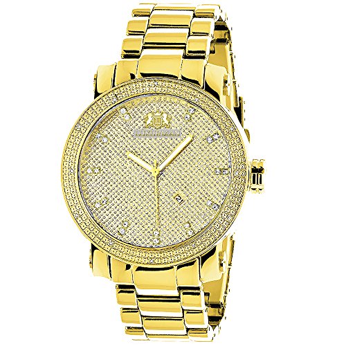 Luxurman Mens Diamond Watch 0 12ct Yellow