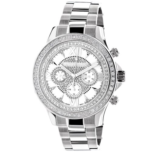 LUXURMAN Diamond Watches White Gold Plated Diamond Watch 2ct