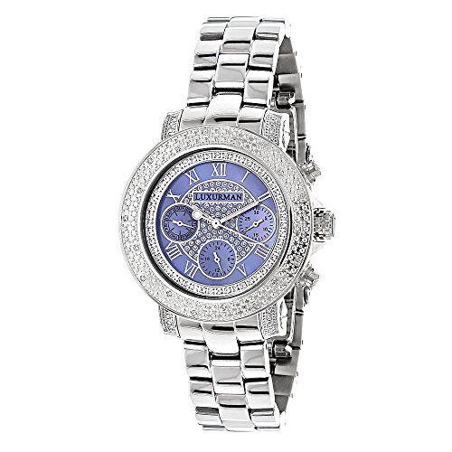 Luxurman Ladies Diamond Watch 0 30ct Blue MOP