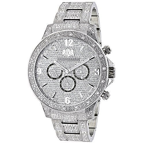 Luxurman Mens Diamond Watches Fully Iced Out Watch 1 25ct