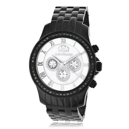 LUXURMAN Watches Black Diamond Watch for Men 2 25ct