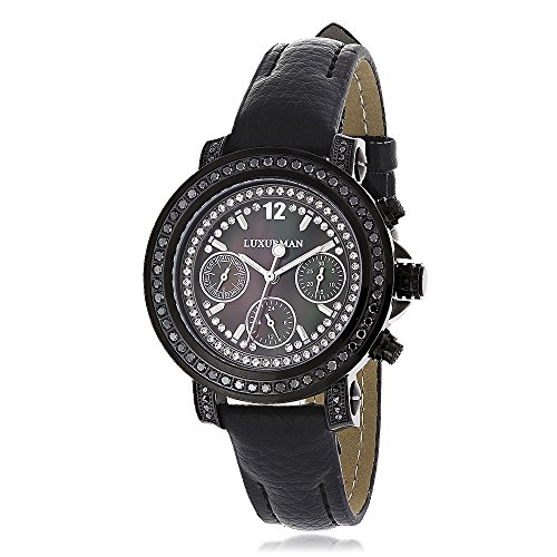 LUXURMAN Watches Black Diamond Watch for Women 2 15 carats