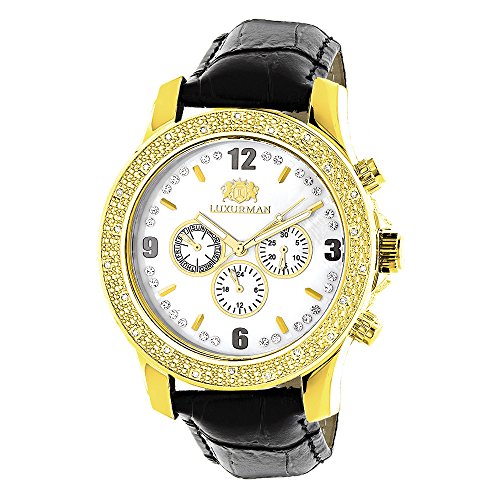 LUXURMAN Watches Mens Diamond Watch 0 25ct Yellow