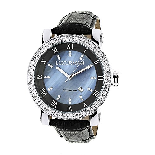 LUXURMAN Watches Mens VS Diamond Watch 18ct Blue MOP