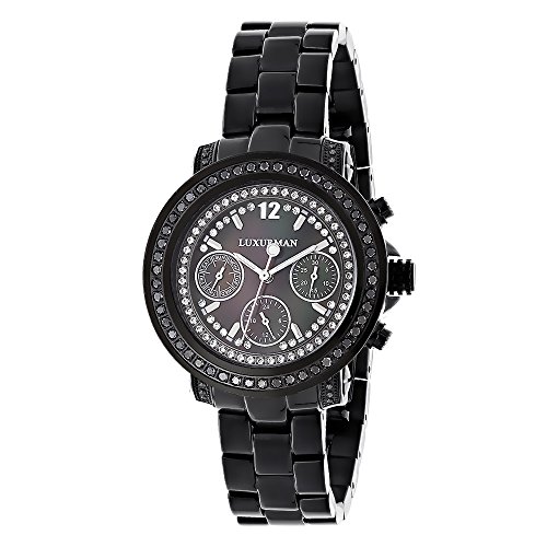 Luxurman Watches Ladies Black Diamond Watch 2 15ct