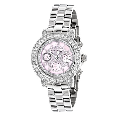 LUXURMAN Watches Ladies Diamond Watch 3ct Pink