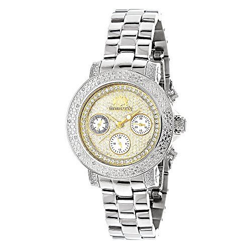 Luxurman Womens Diamond Watch 0 3ct Two Tone Gold Plated