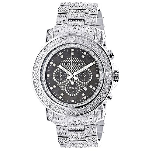 Oversized Iced Out Mens Diamond Luxurman Watch 2ct Escalade