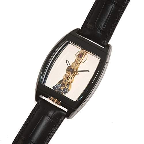 Corum Golden Bridge Damen Schwarz Leder Armband Uhr 11316115001 0000R