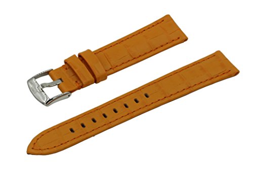 Lederband fuer Armbanduhr Krokodilleder gepolstert italienisches Kalbsleder Lederband mit klassischer Schnalle aus poliertem Edelstahl orange SR STR 2120 CCD ORG CPSS
