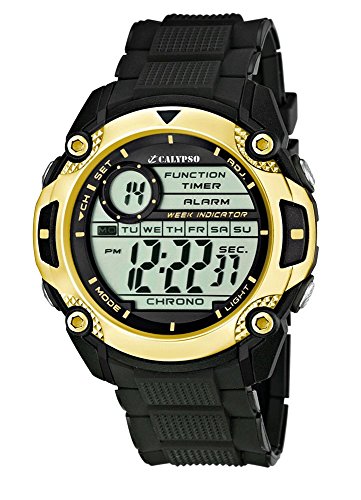 Digitaluhr mit 2 Zeitzone schwarz golden Calypso Watches K5577 5 28282