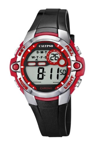 Calypso Armbanduhr Kinderuhr Digital Chrono Alarm Uhr 10 ATM K5617 Farben schwarz rot
