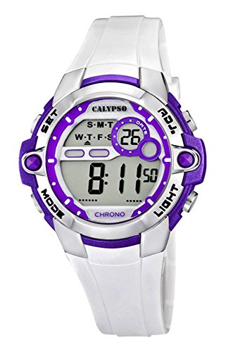 Calypso Armbanduhr Kinderuhr Digital Chrono Alarm Uhr 10 ATM K5617 Farben weiss lila
