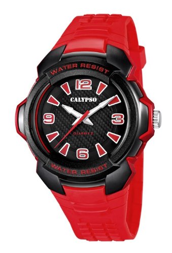 Calypso by Festina Armbanduhr Analoguhr Leuchtzeiger 10 ATM K5635 Farbe rot
