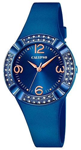 Calypso Damenarmbanduhr Quarzuhr Kunststoffuhr mit Polyurethanband analog K5659 Farben blau