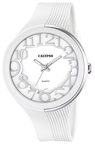 Calypso Damenarmbanduhr Quarzuhr Kunststoffuhr mit Polyurethanband analog K5706 Farben weiss