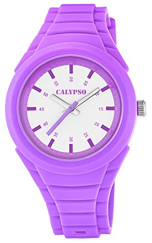 Calypso Damenarmbanduhr Quarzuhr Kunststoffuhr mit Polyurethanband analog K5724 Farben lila