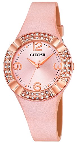 Calypso Damenarmbanduhr Quarzuhr Kunststoffuhr mit Polyurethanband analog K5659 Farben rosa